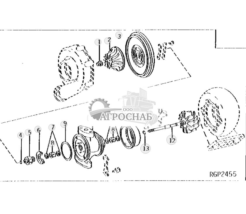 Turbocharger Center Housing With Rotating Parts 